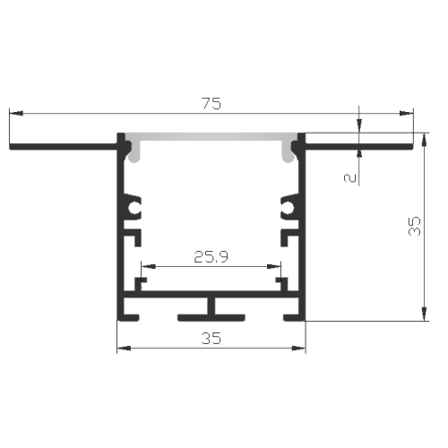 flush mounted Linear Light Aluminium Extrusion Channel